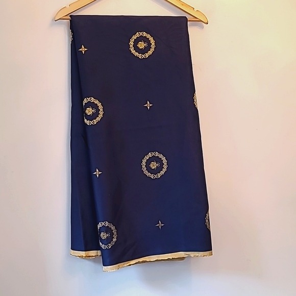 Upholstery Fabric French Bee Gold & Navy - Picture 2 of 3